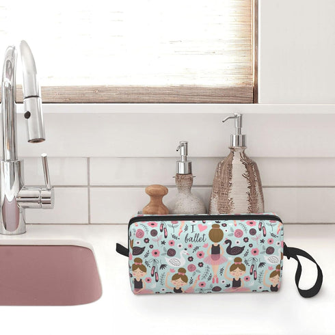 YISHOW Adorable Ballet Dancer Makeup Bag - Travel Cosmetic Toiletry Organizer Case for Women