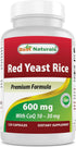 Best Naturals Red Yeast Rice with CoQ10, 120 Capsules, Cardiovascular Formula, 600 mg Red Yeast Rice