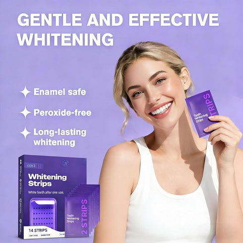 TVUGHGI Purple Teeth Whitening Strips for Surface Stain Reduction and Natural Shine Gentle Purple Teeth Whitening