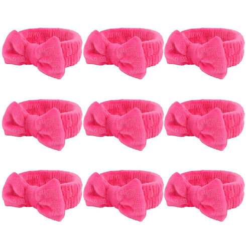 WHAVEL 9 Pack Hot Pink Spa Headband - Soft Fluffy Headband for Washing Face and Makeup