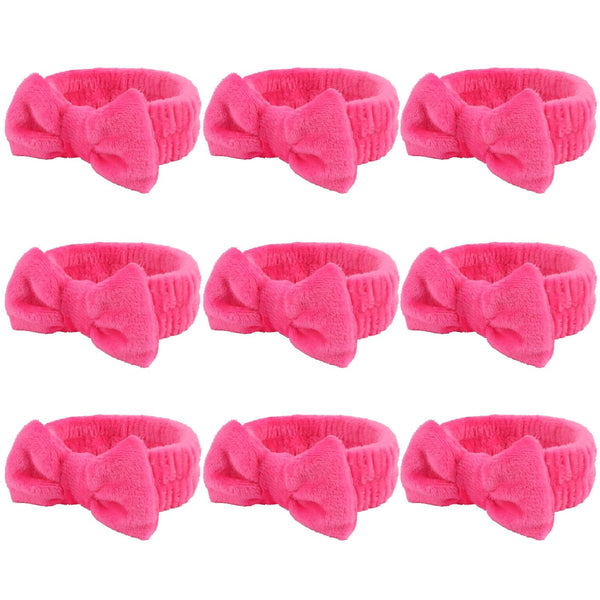 WHAVEL 9 Pack Hot Pink Spa Headband - Soft Fluffy Headband for Washing Face and Makeup