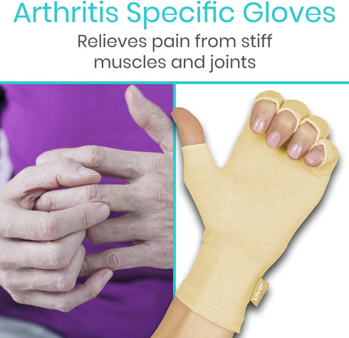 Vive Compression Arthritis Gloves - Open Finger for Rheumatoid, Osteoarthritis - Comfortable Fit for Men and Women