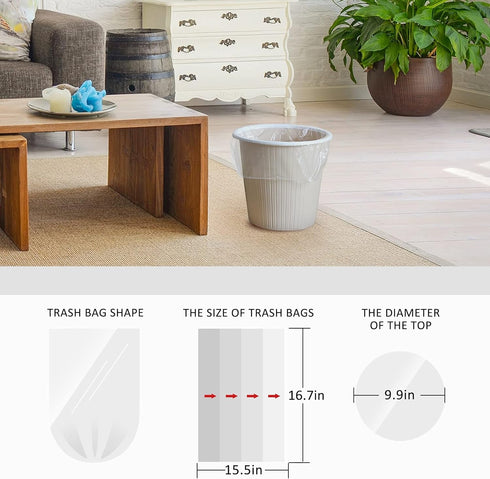 Teivio 2 Gallon 220 Counts Clear Trash Bags, Strong Garbage Bags, Small Plastic Liners for Home Office Kitchen Bathroom
