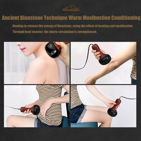 MASKIS Hot Stone Electric Massager, Natural Stone Guasha Scraping Back Neck Body Massage Tools, Massage Stones