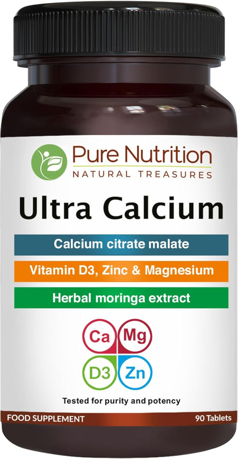 Pure Nutrition Ultra Calcium Citrate 1000mg, Highly Absorbable Calcium Supplement with Vitamin D, Zinc, Magnesium
