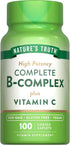 Nature's Truth Vitamin B Complex Plus Vitamin C, 100 Caplets, Vegan, Non-GMO & Gluten Free Supplement