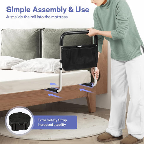 TABEKE Bed Rails for Elderly Adults, Adjustable Bed Assist Rails for Seniors, Portable Bed Support Bar Mobility