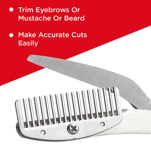 Seki Edge Eyebrow Scissors Comb (SS-605) - Stainless Steel for Trimming Eyebrows, Beards, & Mustaches