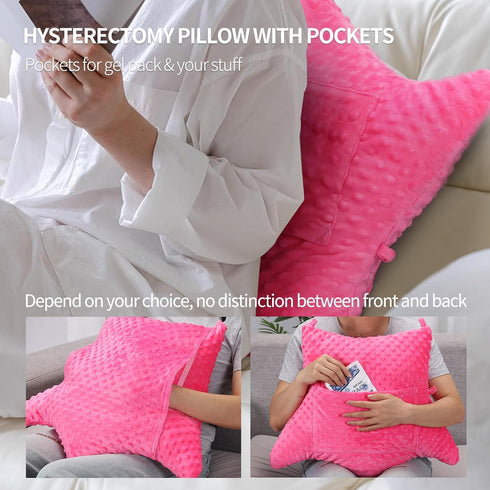 okmaba Packs, Hysterectomy Recovery Pillow with Pocket for Ice/Hot Abdominal Surgery Support Cushion with Adjustable