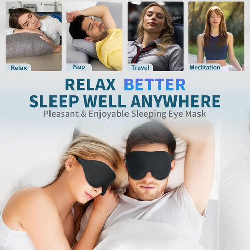 ZGGCD Sleep Mask for Side Sleeper, Light Blocking 3D Contoured Cup Night Blindfold with Adjustable Strap (Black)