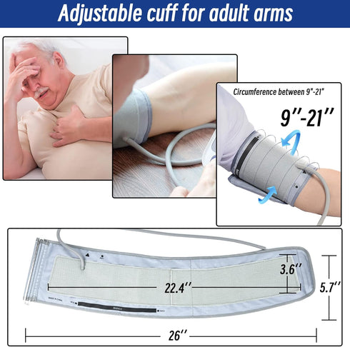 Extra Large Cuff Compatible with Omron 9”-21” Inches, XL Blood Pressure Replacement Cuff, Grey
