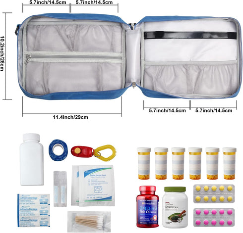 yeloumiss Medicine Bottle Organizer Bag, Large Travel Pill Case Box and Storage, Lockable Vitamins Carrier for Drug