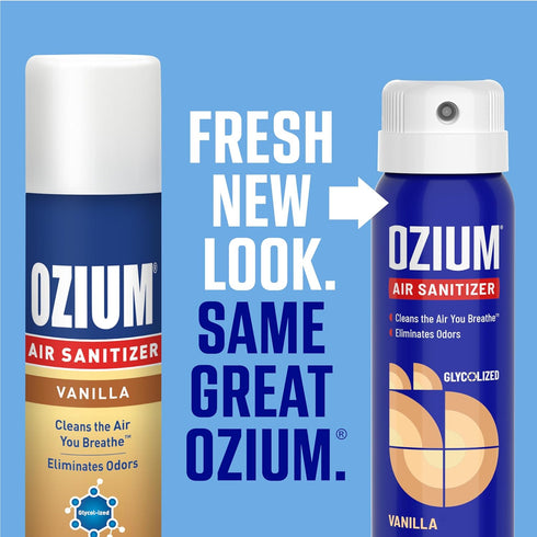 Ozium 3.5 Oz. Air Sanitizer & Odor Eliminator - Vanilla Scent, 4 Pack for Homes, Cars, Offices and More
