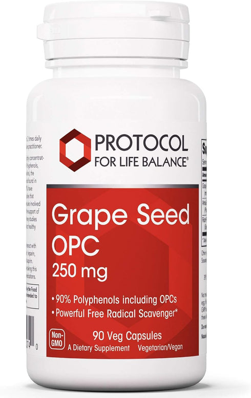 Protocol Grape Seed OPC | 50mg, 90% Polyphenols with Rutin & Amla Fruit Extract | Non-GMO & Kosher Veg Caps