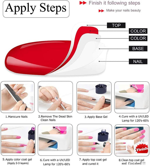 Vishine 15ml No Wipe Top Coat Base Coat, Long Lasting Shiny Nail Varnish Set for Soak Off UV LED Drying