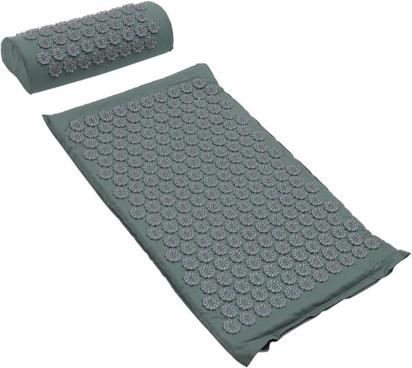Acupoint Massage Mat Pillow Set with Bag Grey Yoga Exercise Mat for