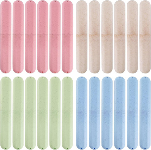 Hedume 28 Pack Travel Toothbrush Case, Portable Dust-Proof Holder for Travel & Home (4 Colors)