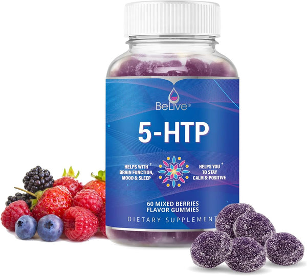 BeLive 5-HTP Gummies, 60 Ct, Stress Relief Gummies for Better Sleep, Mood Booster & Vegan Supplement