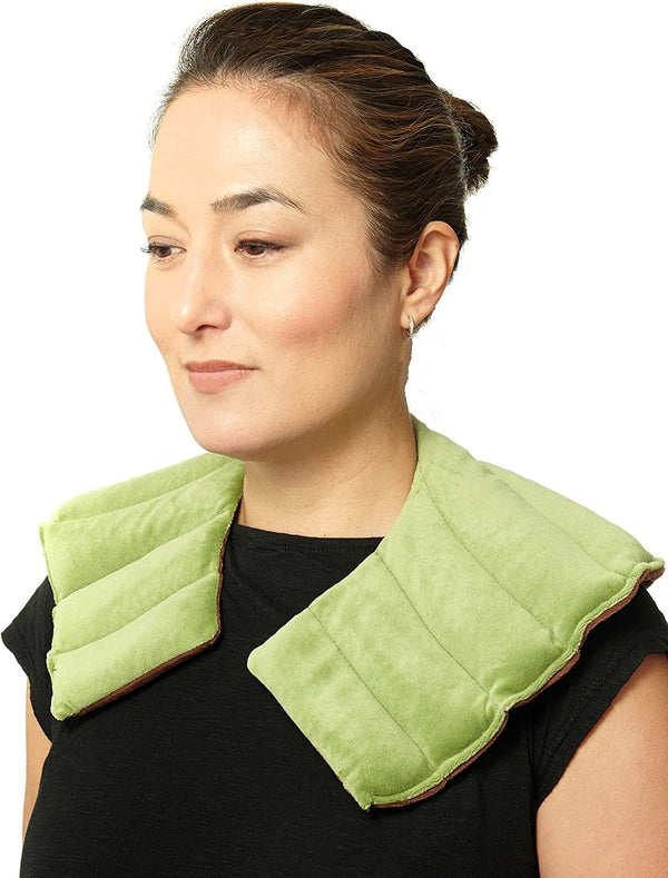 Dreamtime Spa Comforts Microwaveable Hot or Cold Neck Shoulder Wrap with Aromatherapy, Lavender and Peppermint Herbal, Green