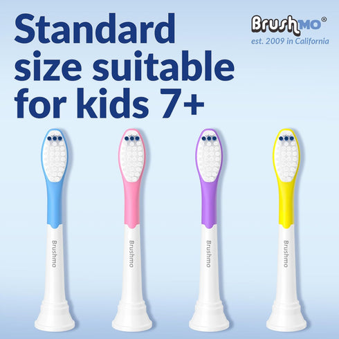 Brushmo Extra Soft Replacement Toothbrush Heads for Kids Ages 7+, Compatible with Philips Sonicare HX6042/94, 8 Pack