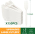 100% Compostable Fork, 7" 150pcs Disposable Cornstarch Forks Heavy Duty Cutlery BPI Certified Eco-Friendly Utensils Biodegradable Party Dinner Supplies No Plastic, Ivory White by FEHHTO