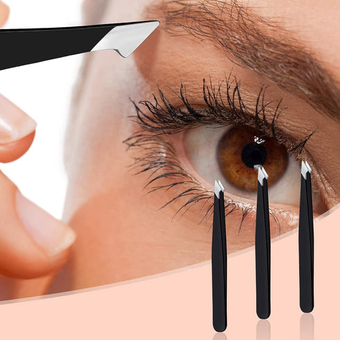 Honoson 3 Pieces Stainless Steel Eyebrow Tweezers, Pointed Tip for Precision Hair Removal