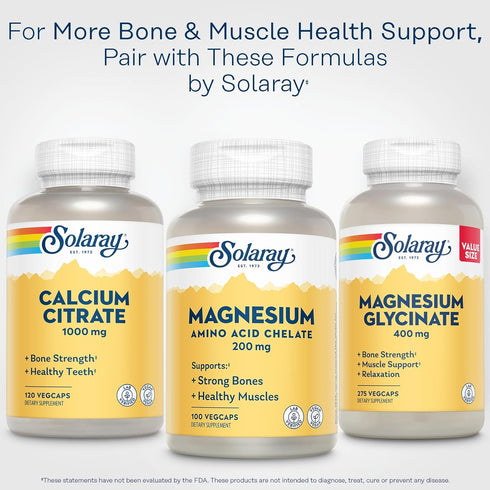Solaray Magnesium Amino Acid Chelate 200 mg, Vegan Chelated Magnesium Supplement for Bone, Heart, Muscle Support, 100