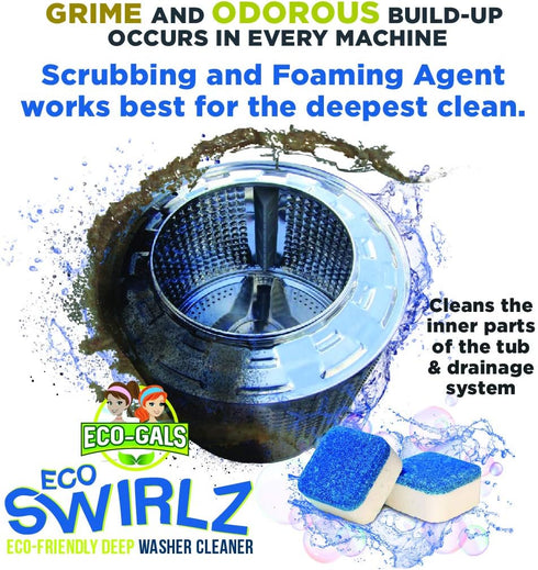 Eco Swirlz Washing Machine Cleaner with Bonus Eco Scrubz Dishwasher Cleaner Add On, 36 Count Deep Cleaning Tablets