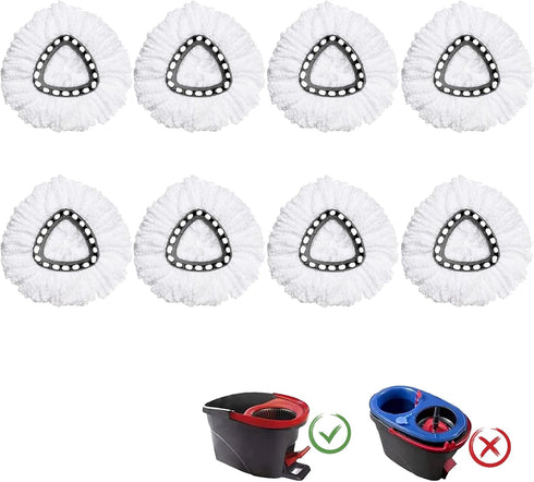 8 Pack Mop Heads Replacement for O-Ceda EasyWring Spin Mop - Microfiber Refill for Deep Cleaning
