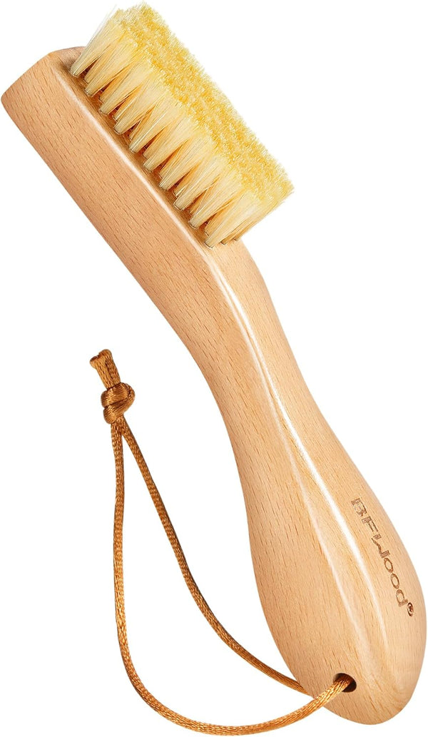 BFWood Laundry Stain Brush, Natural Soft Boar Bristles for Delicate Fabrics, Gentle on Fabrics