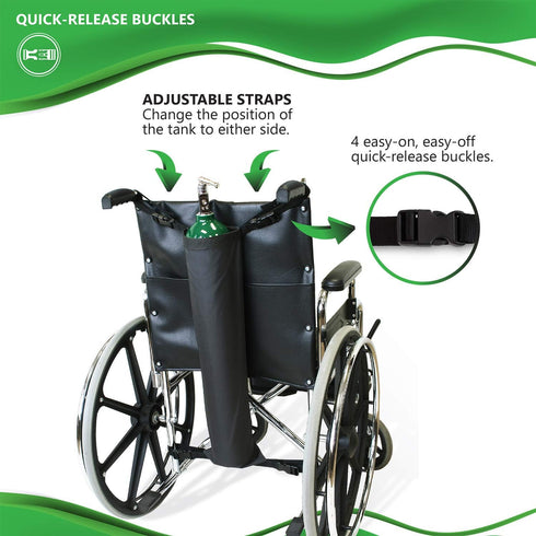 NYOrtho Oxygen Tank Holder for Wheelchair, D & E Cylinder Carrier Bag, Heavy Duty, Waterproof