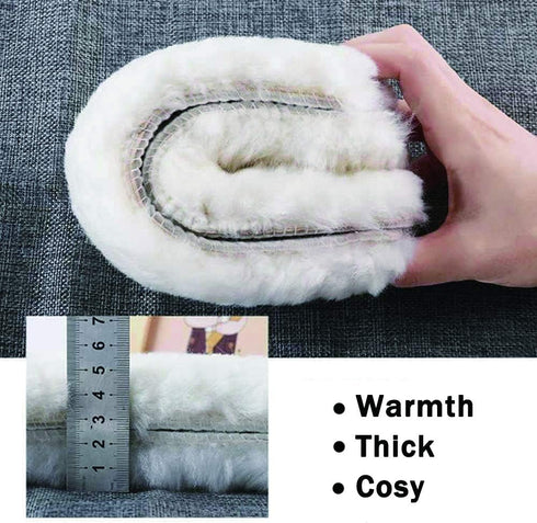 Bacophy 2 Pairs Genuine Thick Sheepskin Fleece Insoles for Women, Premium Warm Wool Replacement Cozy Soles