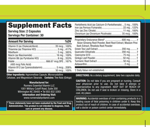 Without Limits Runners Essentials Daily Vitamin Formula, One Month Supply, 60 Capsules