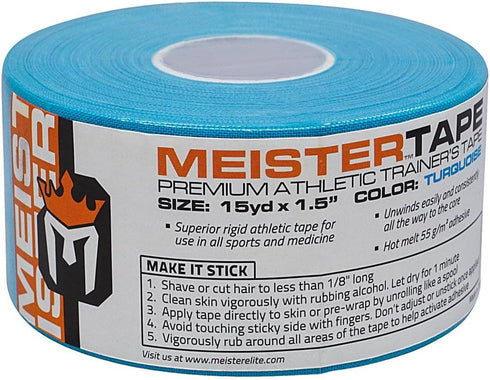 Meister 15Yd x 1.5" Premium Athletic Trainer's Tape for Sports and Medical, Turquoise - 1 Roll