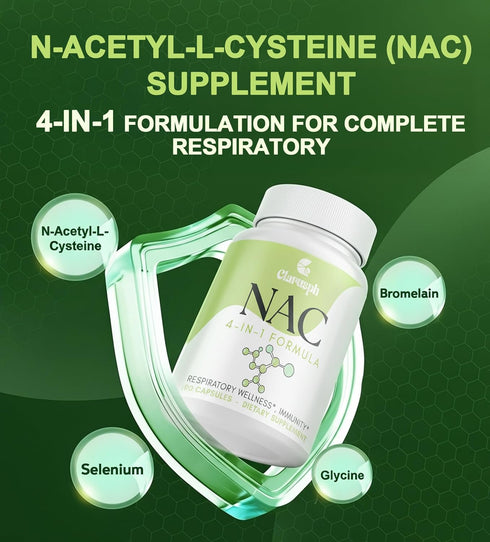 Immunity* 4-in-1 1200mg 3 NAC Supplement for Respiratory & & Lung* | NAC for Antioxidant | N-Acetylcysteine
