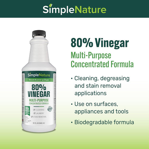 SimpleNature 80% (32 oz, 4 Pack) Vinegar fl - Super Concentrated Vinegar for Heavy-Duty Cleaning Power for Home