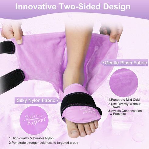 Pack Pack Relief Expert Ankle Ice Wrap Reusable Cold Gel for Foot and Heel, Dual-Sided Design with Soft Plush Lining