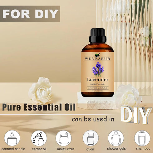 Lavender Essential Oils Organic, 60ML Pure and Natural for Aromatherapy Diffuser - Lavender /2 Fl Oz