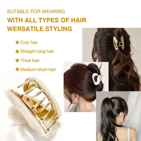 Metal Hair Clips, Claw Clips for Thick and Thin Hair, Strong Hold Hair Accessories for Women, 2 Pcs