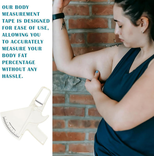 Body Fat Calipers, Professional Dual Spring Calipers & Body Fat Tape Measure Tool for Fitness Measurement (White)