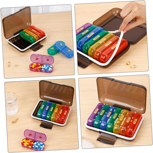 OFFIGAM 7-Day Weekly Pill Organizer Portable Travel Case with Compartments Wear-Resistant Medicine Storage Box
