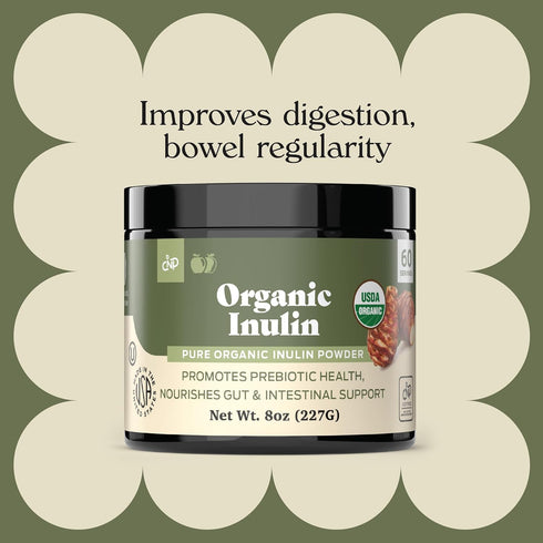 Pure Organic Inulin Powder Fiber Supplement, 8oz, Prebiotic Bulk Inulin for Digestion & Gut Health