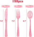150 Pack Plastic Silverware, Plastic Utensils Set, Pink Plastic Silverware - 50 Pink Forks, 50 Pink Knives, 50 Pink Spoons for Brithday, Wedding, Baby Shower, Pink Party Decorations … by joy akkess