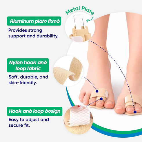Hammer (1 Toe Straightener for Women & Men - Toe Splint Wrap with Removable Aluminum Support for Crooked & Overlapping