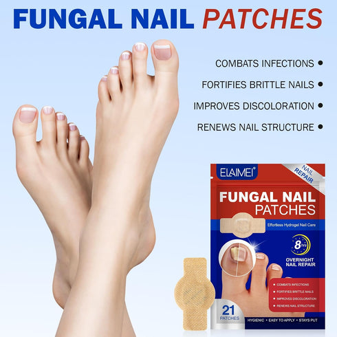 ISUNRISE 21 8-Hour Nail Repair Patches Pcs, Toenail Treatment Extra Strength, Overnight Nail Treatment for Damaged