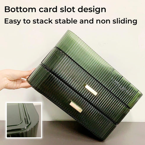 Stackable Makeup Organizer with Drawers, Skincare Cosmetic Storage for Bathroom, Vanity, Desk Countertop