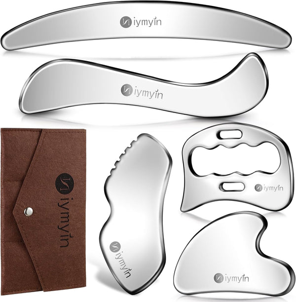 Niymyin 5-in-1 Stainless Steel Muscle & Fascia Scraper Tool Set, For Body Skin
