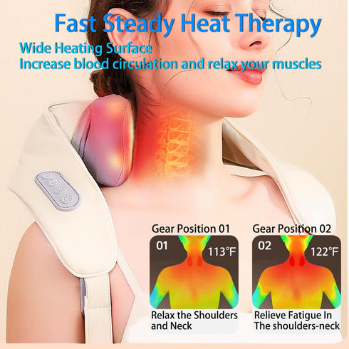 Neck and Shoulder Heat Massage, Cordless Deep Tissue 6D Expert Kneading Massage, Constant Temperature Heating, Wide