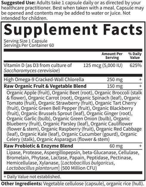 Garden of Life Vitamin D, Vitamin Code Raw D3, 5000 IU, 60 Vegetarian Capsules for Bone Health