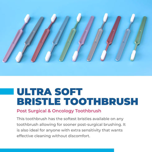 Ultra Soft Toothbrush - Post Surgical & Oncology Ultra-Soft Bristle Toothbrush - Gentle Care Extra Soft Bristles for Sensitive Gums (1 Dozen)